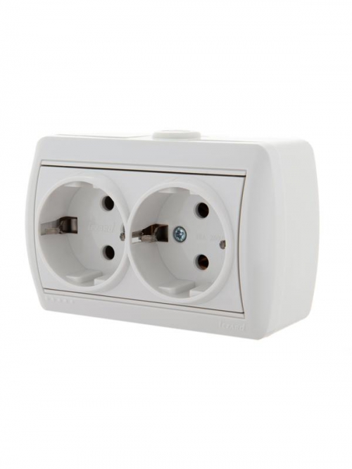 Розетка 2-м ОП Nata 16А IP20 с заземл. керамика бел. LEZARD 710-0200-127 710-0200-127