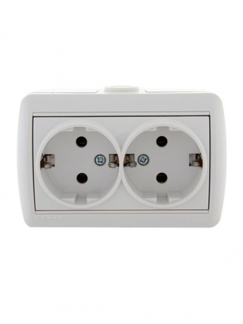 Розетка 2-м ОП Nata 16А IP20 с заземл. керамика бел. LEZARD 710-0200-127 710-0200-127