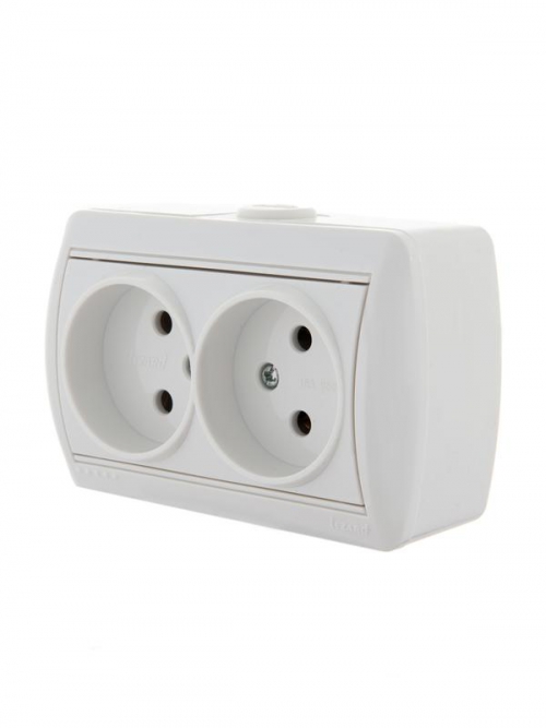 Розетка 2-м ОП Nata 16А IP20 без заземл. керамика бел. LEZARD 710-0200-128 710-0200-128