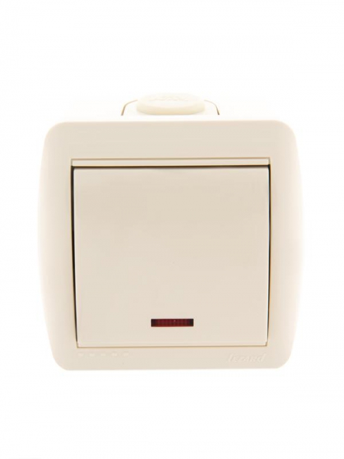 Выключатель 1-кл. ОП Nata 10А IP20 с подсветкой крем. LEZARD 710-0300-111 710-0300-111