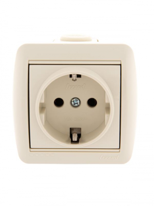 Розетка 1-м ОП Nata 16А IP20 с заземл. керамика крем. LEZARD 710-0300-122 710-0300-122