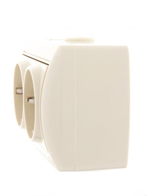 Розетка 2-м ОП Nata 16А IP20 с заземл. керамика крем. LEZARD 710-0300-127 710-0300-127