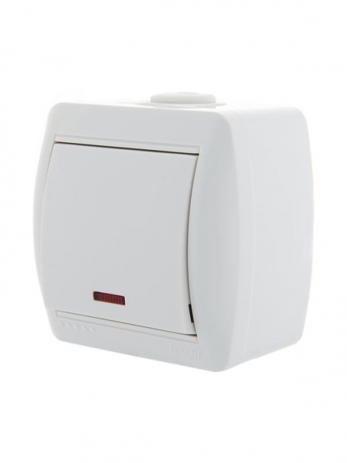 Выключатель 1-кл. ОП Nata 10А IP20 с подсветкой бел. LEZARD 710-0200-111 710-0200-111