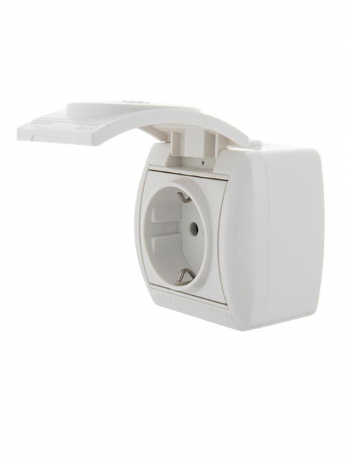 Розетка 1-м ОП Nata 16А IP20 с заземл. с защ. крышкой керамика бел. LEZARD 710-0200-123 710-0200-123