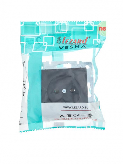 Розетка 1-м СП Vesna без заземл. ПБТ механизм черн. бархат LEZARD 742-4288-121B 742-4288-121B