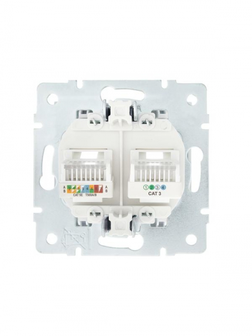 Розетка компьютерная + телефонная 1-м СП Vesna механизм бел. LEZARD 742-0288-143 742-0288-143
