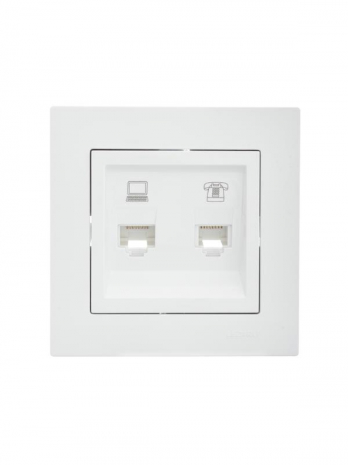 Розетка компьютерная + телефонная 1-м СП Vesna механизм бел. LEZARD 742-0288-143 742-0288-143