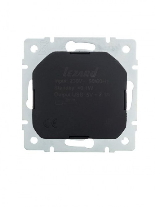 Розетка 1-м СП Vesna с заземл. с заряд. устройством USB механизм бел. LEZARD 742-0288-181 742-0288-181