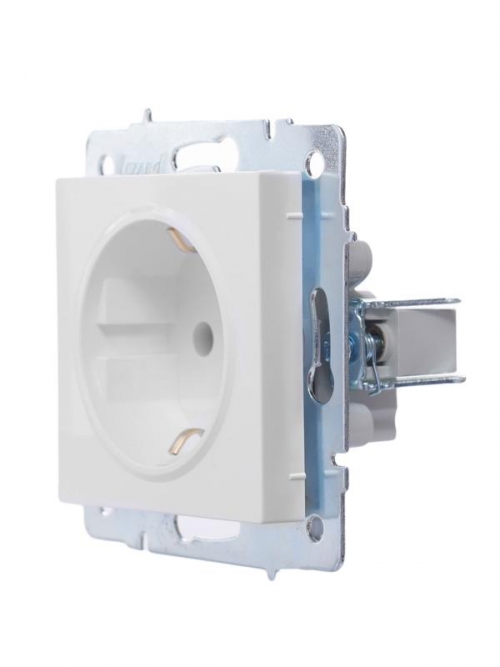 Розетка 1-м СП Vesna с заземл. ПБТ механизм бел. LEZARD 742-0288-122B 742-0288-122B