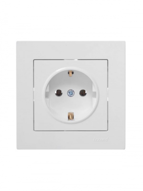 Розетка 1-м СП Vesna с заземл. ПБТ механизм бел. LEZARD 742-0288-122B 742-0288-122B