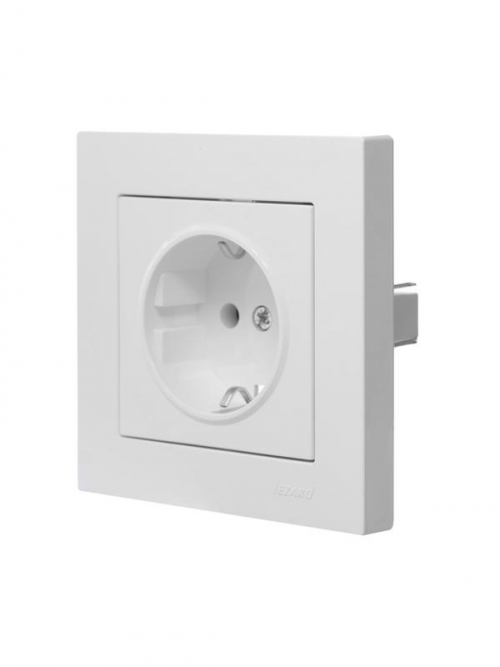 Розетка 1-м СП Vesna с заземл. ПБТ механизм бел. LEZARD 742-0288-122B 742-0288-122B