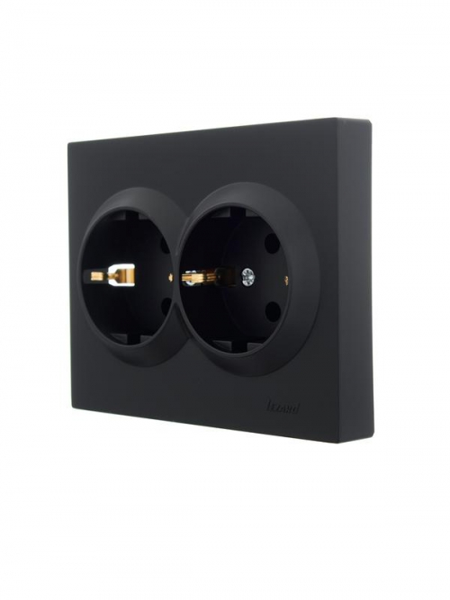 Розетка 2-м СП VESNA с заземл. ПБТ черн. бархат LEZARD 742-4200-127B 742-4200-127B