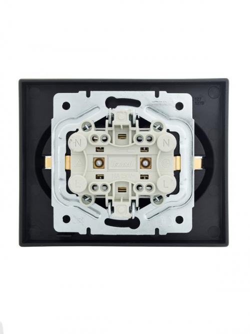 Розетка 2-м СП VESNA с заземл. ПБТ черн. бархат LEZARD 742-4200-127B 742-4200-127B