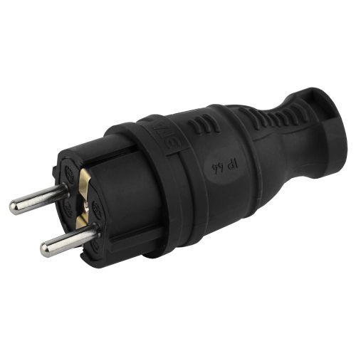 Вилка каучуковая с заземл. прям. 16А IP44 черн. Эра Б0044540 Б0044540