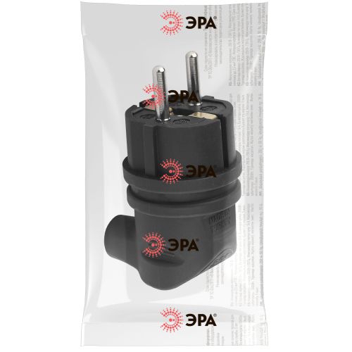 Вилка каучуковая с заземл. 90град 16А IP44 черн. V9-B-IP44 ЭРА Б0044542 Б0044542