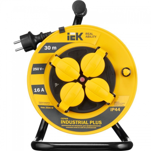 Удлинитель на катушке 4х30м с заземл. 16А IP44 Industrial plus УК30 3х1.5 термозащита IEK WKP15-16-04-30-44 WKP15-16-04-30-44