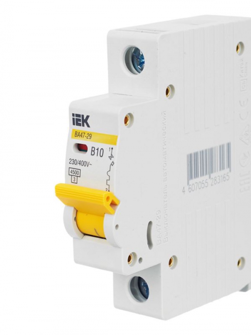 Выключатель автоматический модульный 1п B 10А 4.5кА ВА47-29 ИЭК MVA20-1-010-B MVA20-1-010-B