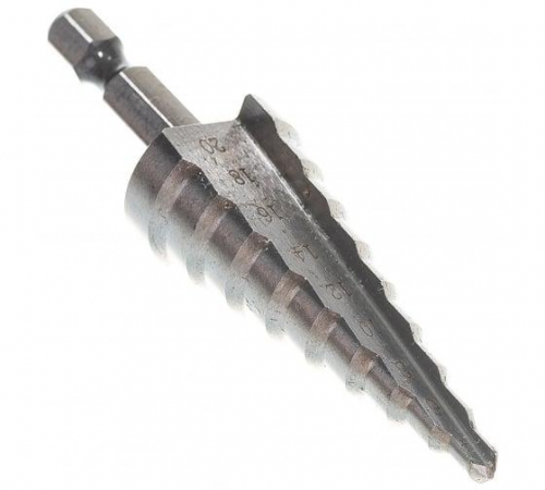 Сверло ступенчатое по металлу 4-6-8-10-12-14-16-18-20мм P6M5 шестигранный хвостовик Вихрь 73/10/6/17 73/10/6/17