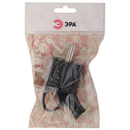 Вилка с заземл. угловая с кольцом 16А черн. Vx4-B ЭРА Б0039677 Б0039677