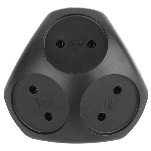 Разветвитель электрический SPx-3-B на 3 розетки без заземл. 10А черн. Эра Б0059721 Б0059721