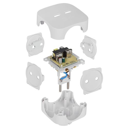 Разветвитель электрический SP-4-USB-W на 4 розетки 220В+ 2xUSB 2400мА без заземл 10А бел. Эра Б0049532 Б0049532