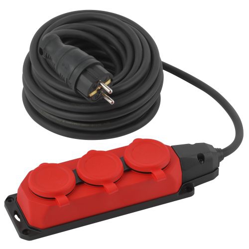 Удлинитель силовой UK-3e-3x1.5-10m-IP44(KG) с заземлением 3 розетки каучук 10м КГ 3х1.5кв.мм IP44 Эра Б0057580 Б0057580