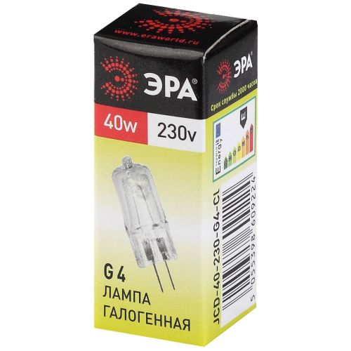 Лампа галогенная G4-JCD-40W-230V-Cl 40Вт G4 230В Эра C0039280 C0039280