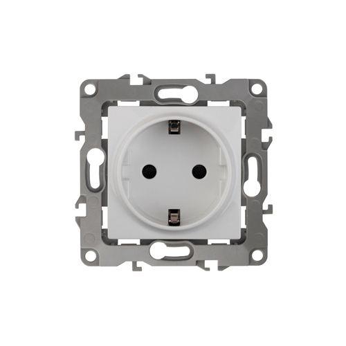 Механизм розетки 1-м СП Эра12 12-2101-01 16А IP20 16AX 250В 2P+E Schuko бел. Эра Б0014675 Б0014675