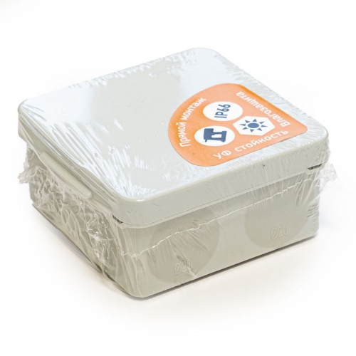 Коробка распределительная ОП для прямого монтажа двухкомпонентная безгалогенная (HF) 100х100х50 Промрукав 60-0300 60-0300