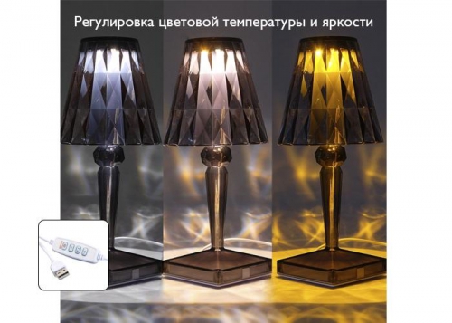 Светильник светодиодный настольный CTL1-USB 3Вт 120лм 5В 2SMD IP20 диммер: 2700-3000К/4000-4500К/6000-6500К ночник черн. кристалл акрил ФАZА 5040908 5040908