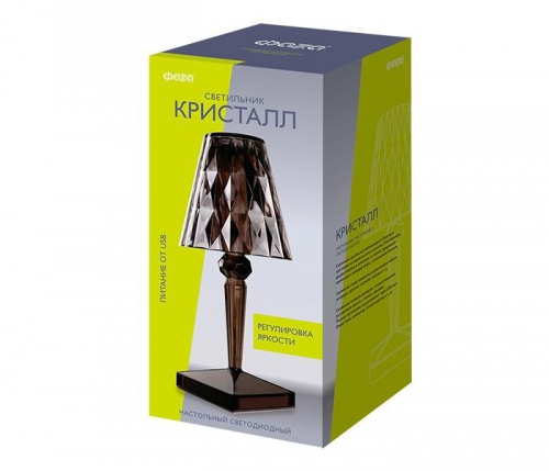 Светильник светодиодный настольный CTL1-USB 3Вт 120лм 5В 2SMD IP20 диммер: 2700-3000К/4000-4500К/6000-6500К ночник черн. кристалл акрил ФАZА 5040908 5040908