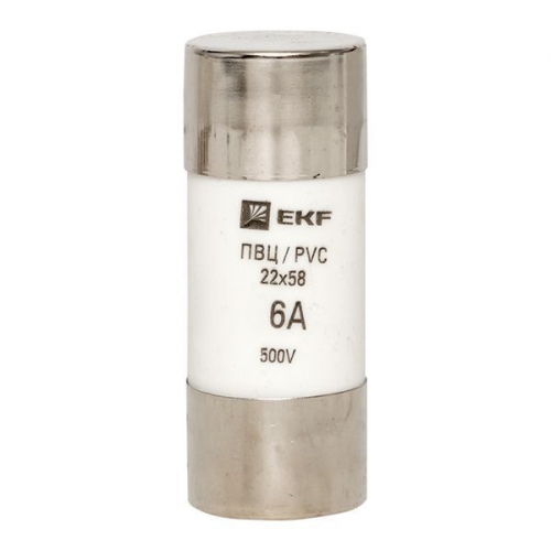 Вставка плавкая цилиндрическая ПВЦ 22х58 6А EKF pvc-22x58-6 pvc-22x58-6