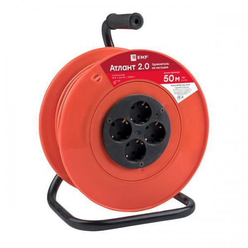 Удлинитель на катушке 4х50м с заземл.10А IP20 Атлант 2.0 ПВС 3х1 2.2кВт PROxima EKF UKA02-10-310-4-50 UKA02-10-310-4-50