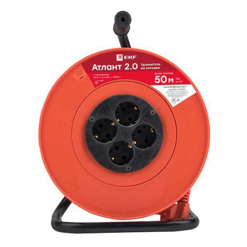 Удлинитель на катушке 4х50м с заземл.10А IP20 Атлант 2.0 ПВС 3х1 2.2кВт PROxima EKF UKA02-10-310-4-50 UKA02-10-310-4-50