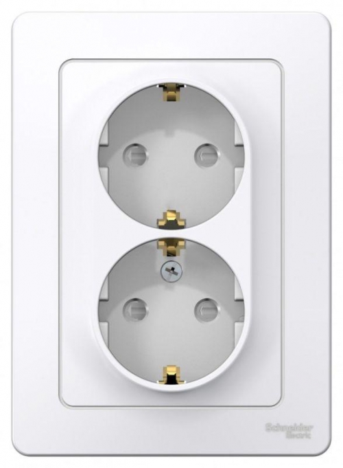 Розетка 2-м СП Blanca 16А IP20 250В с заземл. защ. шторки бел. SE BLNRS001121 BLNRS001121