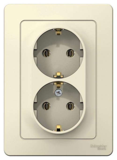 Розетка 2-м СП Blanca 16А IP20 250В с заземл. без защ. шторок молоч. SE BLNRS001022 BLNRS001022