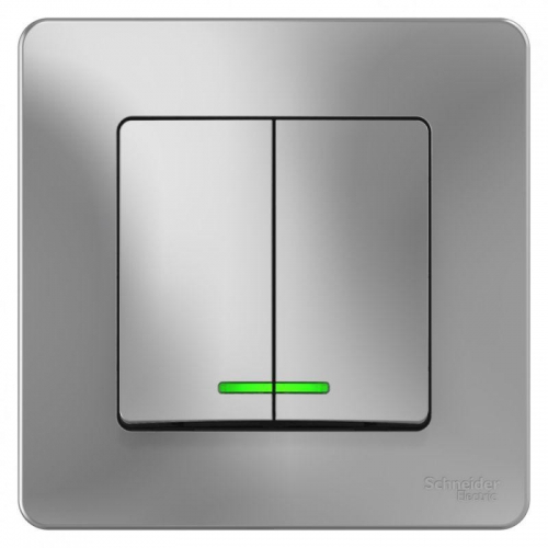 Выключатель 2-кл. СП Blanca 10А IP20 (сх. 5) 250В с подсветкой алюм. SE BLNVS010513 BLNVS010513