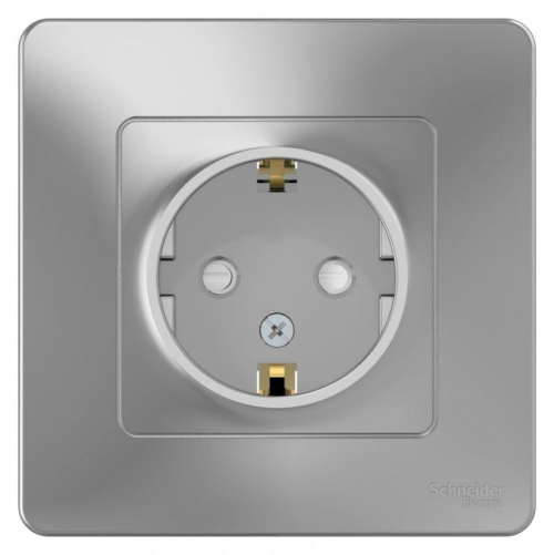 Розетка 1-м СП Blanca 16А IP20 250В с заземл. защ. шторки алюм. SE BLNRS001113 BLNRS001113