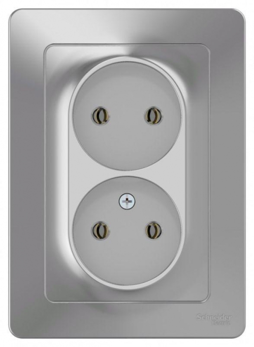 Розетка 2-м СП Blanca 16А IP20 250В без заземл. без защ. шторок алюм. SE BLNRS000023 BLNRS000023