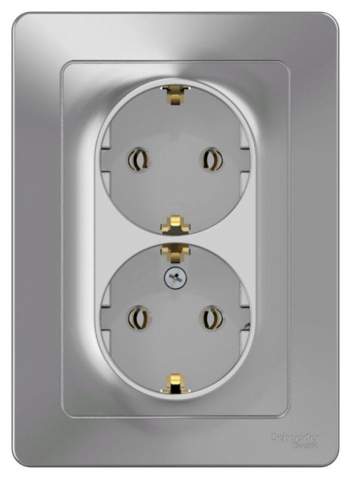 Розетка 2-м СП Blanca 16А IP20 250В с заземл. без защ. шторок алюм. SE BLNRS001023 BLNRS001023