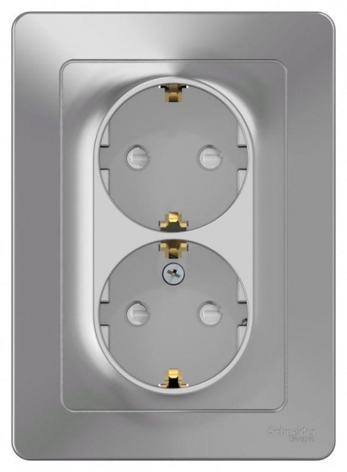 Розетка 2-м СП Blanca 16А IP20 250В с заземл. защ. шторки алюм. SE BLNRS001123 BLNRS001123