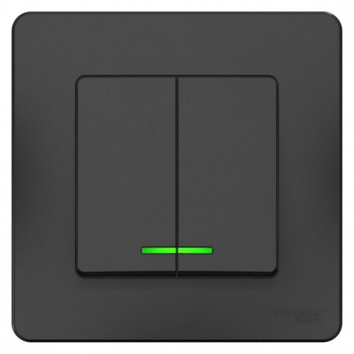 Выключатель 2-кл. СП Blanca 10А IP20 (сх. 5) 250В с подсветкой антрацит SE BLNVS010516 BLNVS010516