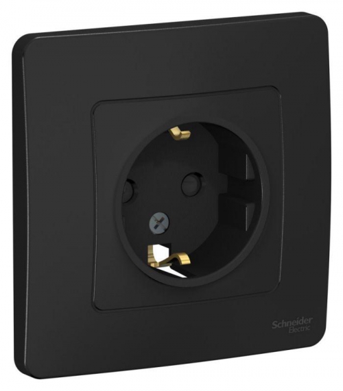 Розетка 1-м СП Blanca 16А IP20 250В с заземл. защ. шторки антрацит SE BLNRS001116 BLNRS001116