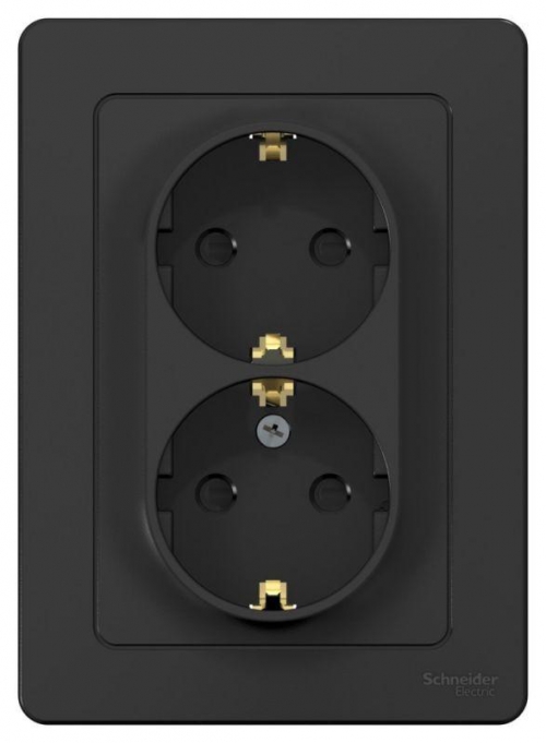 Розетка 2-м СП Blanca 16А IP20 250В с заземл. защ. шторки антрацит SE BLNRS001126 BLNRS001126