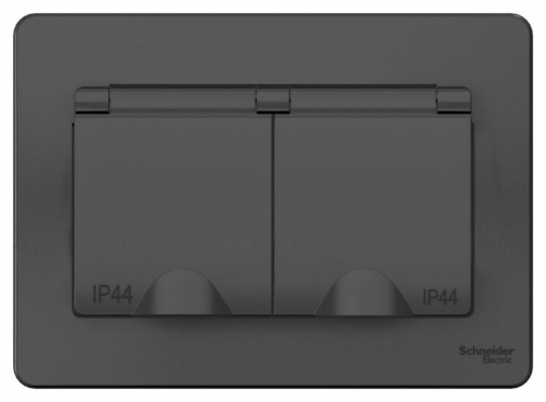 Розетка 2-м СП Blanca 16А IP44 250В с заземл. защ. шторки с крышкой антрацит SE BLNRS441126 BLNRS441126