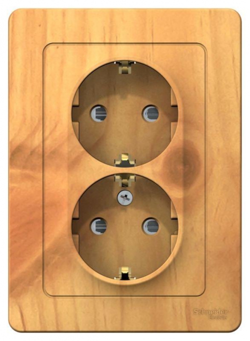 Розетка 2-м СП Blanca 16А IP20 250В с заземл. защ. шторки ясень SE BLNRS001125 BLNRS001125