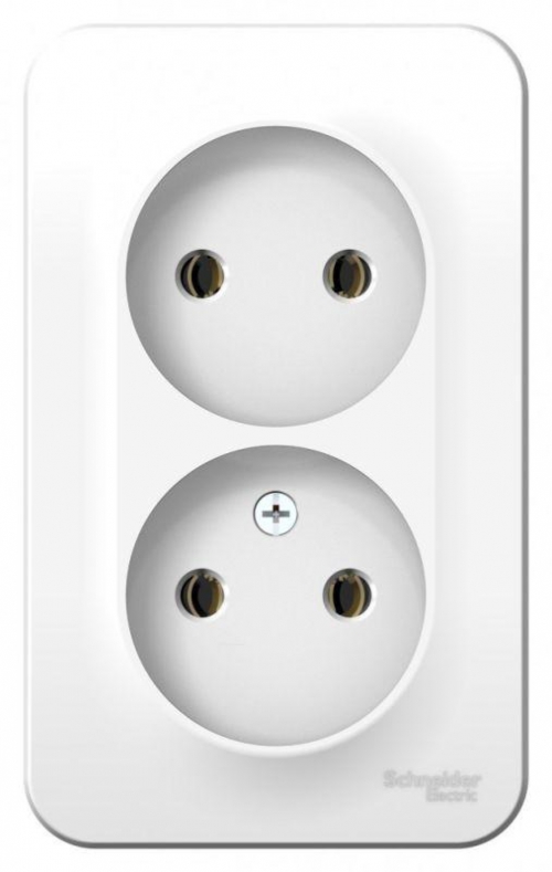Розетка 2-м ОП Blanca 16А IP20 250В без заземл. без защ. шторок с металлич. пластиной бел. SE BLNRA000221 BLNRA000221