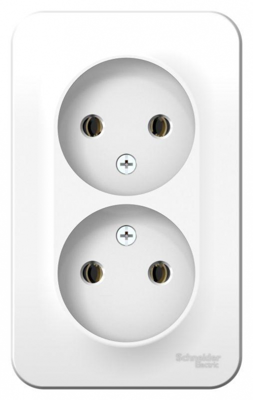 Розетка 2-м ОП Blanca 16А IP20 250В без заземл. без защ. шторок с изолир. пластиной бел. SE BLNRA000211 BLNRA000211