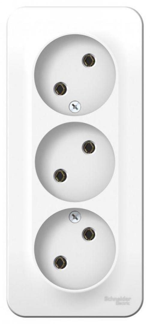 Розетка 3-м ОП Blanca 16А IP20 250В без заземл. без защ. шторок с изолир. пластиной бел. SE BLNRA000311 BLNRA000311