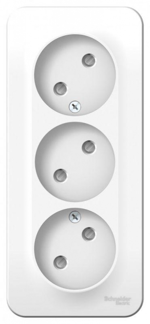 Розетка 3-м ОП Blanca 16А IP20 250В без заземл. защ. шторки с изолир. пластиной бел. SE BLNRA001311 BLNRA001311